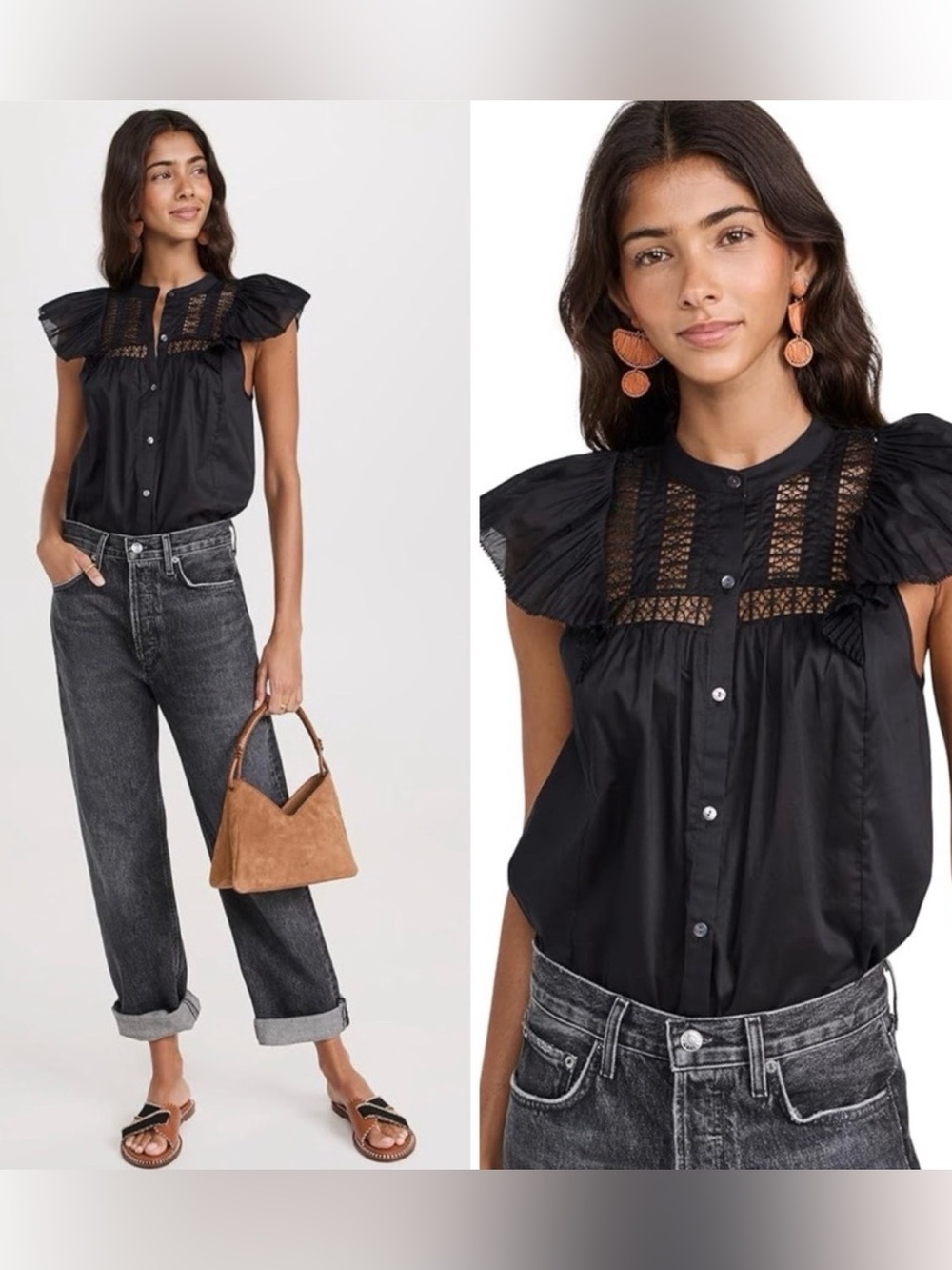 Rails Louella Lace Cotton Top in Black sz M NEW NWOT CHIC !PriceFirm!